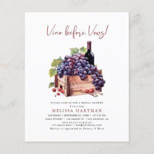 Budget Vino vor Vows Bridal Dusche Einladung