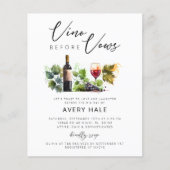 Budget Vino vor Vows Weinkeller Einladung (Vorderseite)