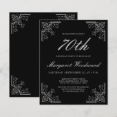 Budget Vintag Black Silver Geburtstagseinladung (Vorne/Hinten)