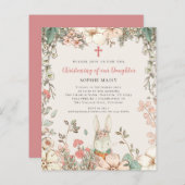 Budget Vintag Bunny Girl Christening Einladung (Vorne/Hinten)