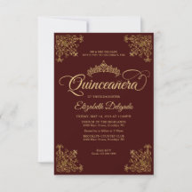 Budget Vintag Burgundy Gold Tiara Quinceanera