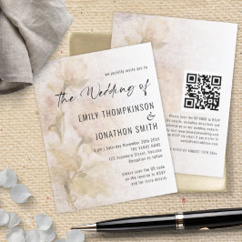 Budget Vintag Florals QR Code Wedite Einladung