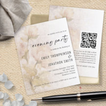 Budget Vintag Florals QR Wedding Abend Einladung