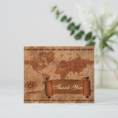 Budget Vintag Map Wedding Dankeschön Karten (Stehend Vorderseite)
