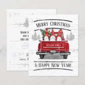 Budget Vintag Red Truck Gnoma Weihnachtskarte (Vorne/Hinten)
