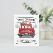 Budget Vintag Red Truck Gnoma Weihnachtskarte (Stehend Vorderseite)