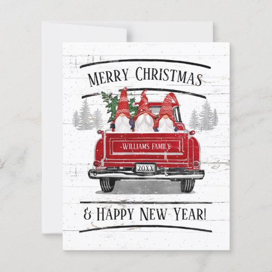 Budget Vintag Red Truck Gnoma Weihnachtskarte (Vorderseite)