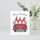 Budget Vintag Red Truck Gnome Weihnachtskarte (Stehend Vorderseite)