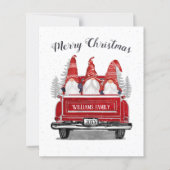 Budget Vintag Red Truck Gnome Weihnachtskarte (Vorderseite)