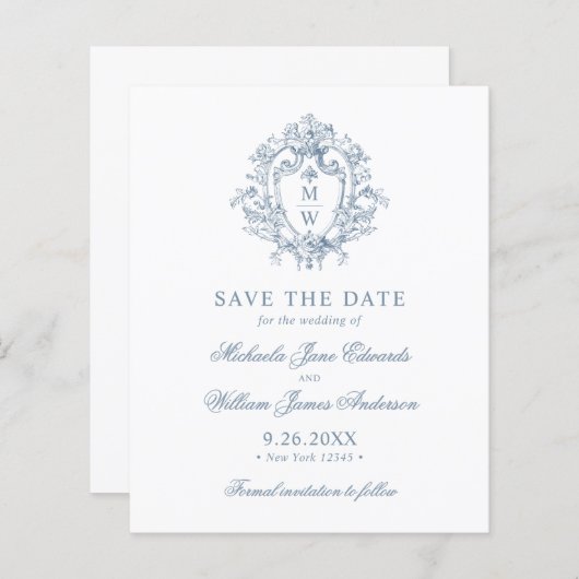 Budget Vintag Regency Wappen Wedding Save the Date (Vorne/Hinten)