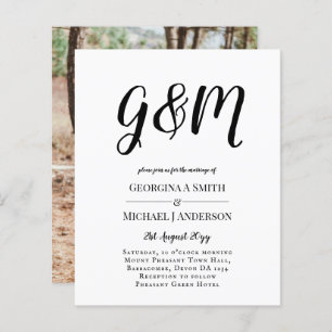 Budget Vintag Typografy Foto Wedding INVITE