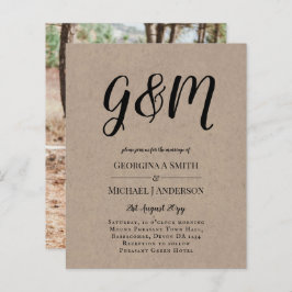 Budget Vintag Typografy Foto Wedding INVITE