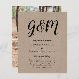 Budget Vintag Typografy Foto Wedding INVITE