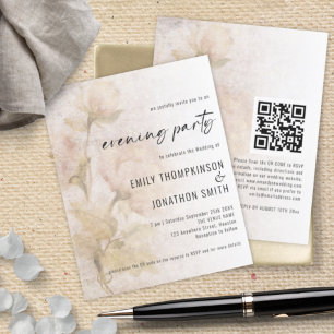 Budget Vintage Blumen QR Hochzeitsabend-Einladung