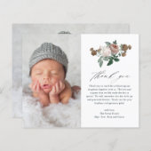 Budget Vintage Blumenzwergtaufe Dank Karte (Vorne/Hinten)