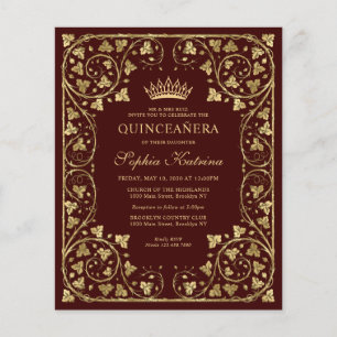 Budget Vintage Burgunder Rot Gold Tiara Quinceaner