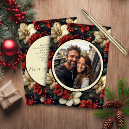 Budget Vintage florale Weihnachtskarte