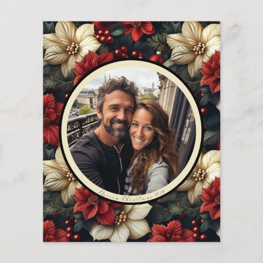 Budget Vintage florale Weihnachtskarte (Vorderseite)