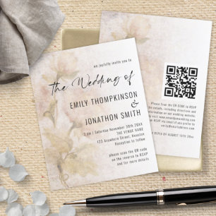 Budget Vintage Florals QR-Code Hochzeits-Einladung