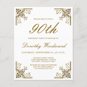 Budget Vintage Gold Schriftzug Geburtstagseinladun