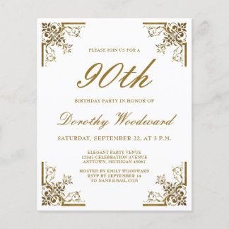 Budget Vintage Goldene Drehbuch Geburtstagseinladu