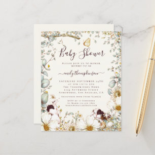 Budget Vintage-Hasen-Baby-Shower-Cream-Einladung