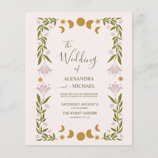 Budget Vintage Mystical Botanical Wedding (Vorderseite)
