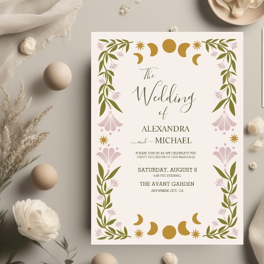 Budget Vintage Mystical Botanical Wedding Flyer