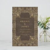 Budget Vintage Rahmen Braungold QR Code Hochzeit (Stehend Vorderseite)