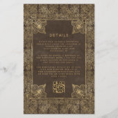 Budget Vintage Rahmen Braungold QR Code Hochzeit (Rückseite)