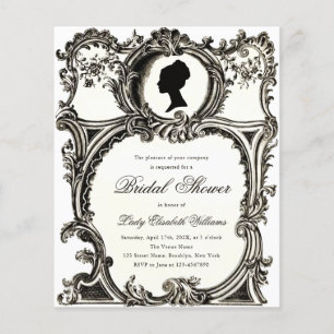 Budget Vintage Rokoko-Regency-Brautparty-Einladung