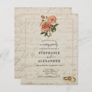 Budget Vintage Rose Floral Abend Party Einladung