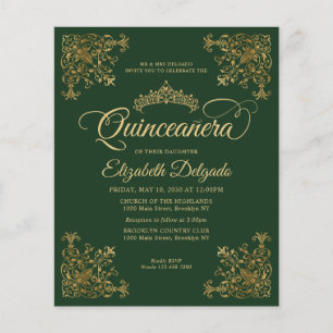 Budget Vintage Smaragdgrün Gold Quinceanera