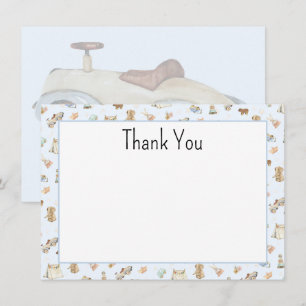 Budget, Vintage-Spielzeug Blau Baby Shower Dankesc Mitteilungskarte