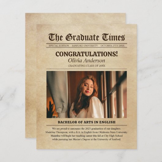 BUDGET Vintage Zeitung Foto Abschluss (Vorne/Hinten)