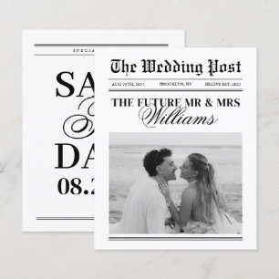 Budget Vintage Zeitungs-Hochzeit Save The Date