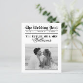 Budget Vintage Zeitungs-Hochzeit Save The Date (Stehend Vorderseite)