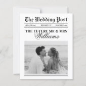 Budget Vintage Zeitungs-Hochzeit Save The Date (Vorderseite)