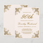 Budget Vintages Gold Script Blush Geburtstag Einla (Vorne/Hinten)