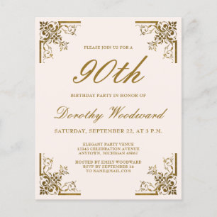 Budget Vintages Gold Script Blush Geburtstag Einla