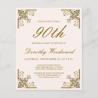 Budget Vintages Gold Script Blush Geburtstag Einla