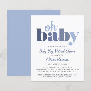 Budget Virtual Baby Boy Dusche Oh Baby Einladung