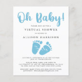 Budget Virtual Baby Dusche Blue Feet Einladung (Vorderseite)