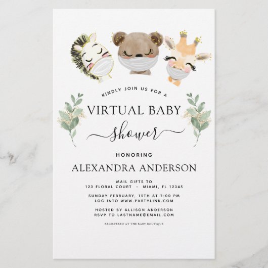 Budget Virtual Baby Dusche Woodland Eukalyptus (Vorderseite)