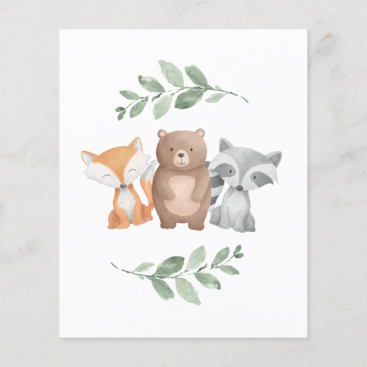 Budget Virtual Baby Dusche Woodland Eukalyptus Flyer (Hinten)