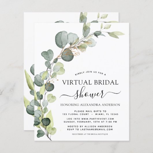 Budget Virtual Brautparty Greenery Eukalyptus (Vorne/Hinten)