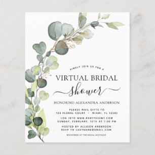 Budget Virtual Brautparty Greenery Eukalyptus Flyer