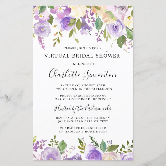 Budget Virtual Brautparty Lila Grünflächen (Vorderseite)