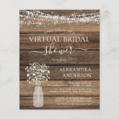 Budget Virtual Brautparty Rustikale Einladung (Vorderseite)