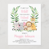 Budget Virtual Safari Pink Baby Dusche Einladung (Vorderseite)